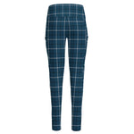 Deep Blue Tattersall Pattern Print High-Waisted Pocket Leggings