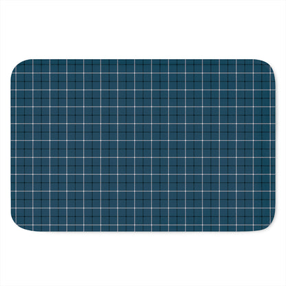 Deep Blue Tattersall Pattern Print Indoor Door Mat