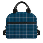 Deep Blue Tattersall Pattern Print Insulated Lunch Bag