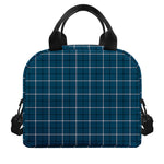 Deep Blue Tattersall Pattern Print Insulated Lunch Bag