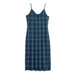 Deep Blue Tattersall Pattern Print Jersey Midi Cami Dress