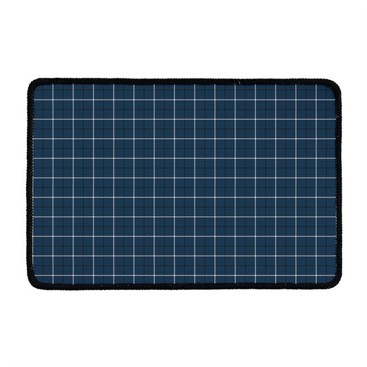 Deep Blue Tattersall Pattern Print Kitchen Mat