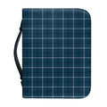 Deep Blue Tattersall Pattern Print Leather Bible Cover