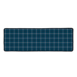 Deep Blue Tattersall Pattern Print Long Kitchen Mat