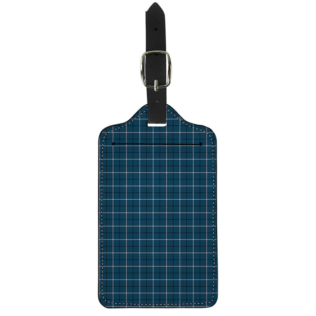 Deep Blue Tattersall Pattern Print Luggage Tag