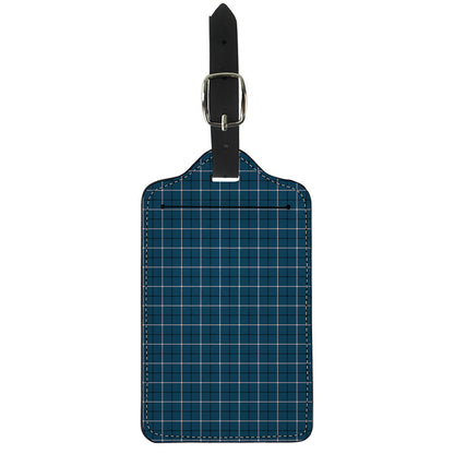 Deep Blue Tattersall Pattern Print Luggage Tag