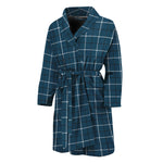 Deep Blue Tattersall Pattern Print Men's Bathrobe