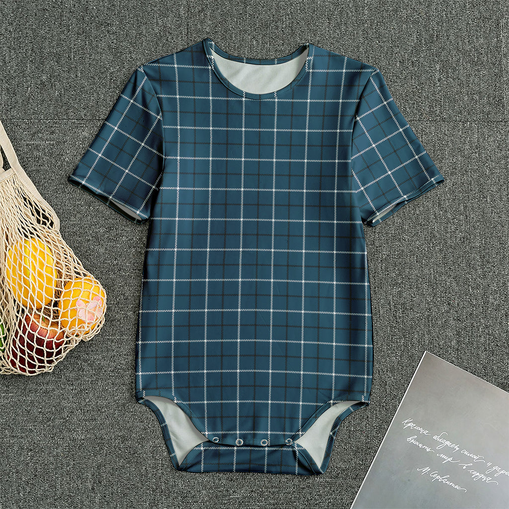 Deep Blue Tattersall Pattern Print Men's Bodysuit