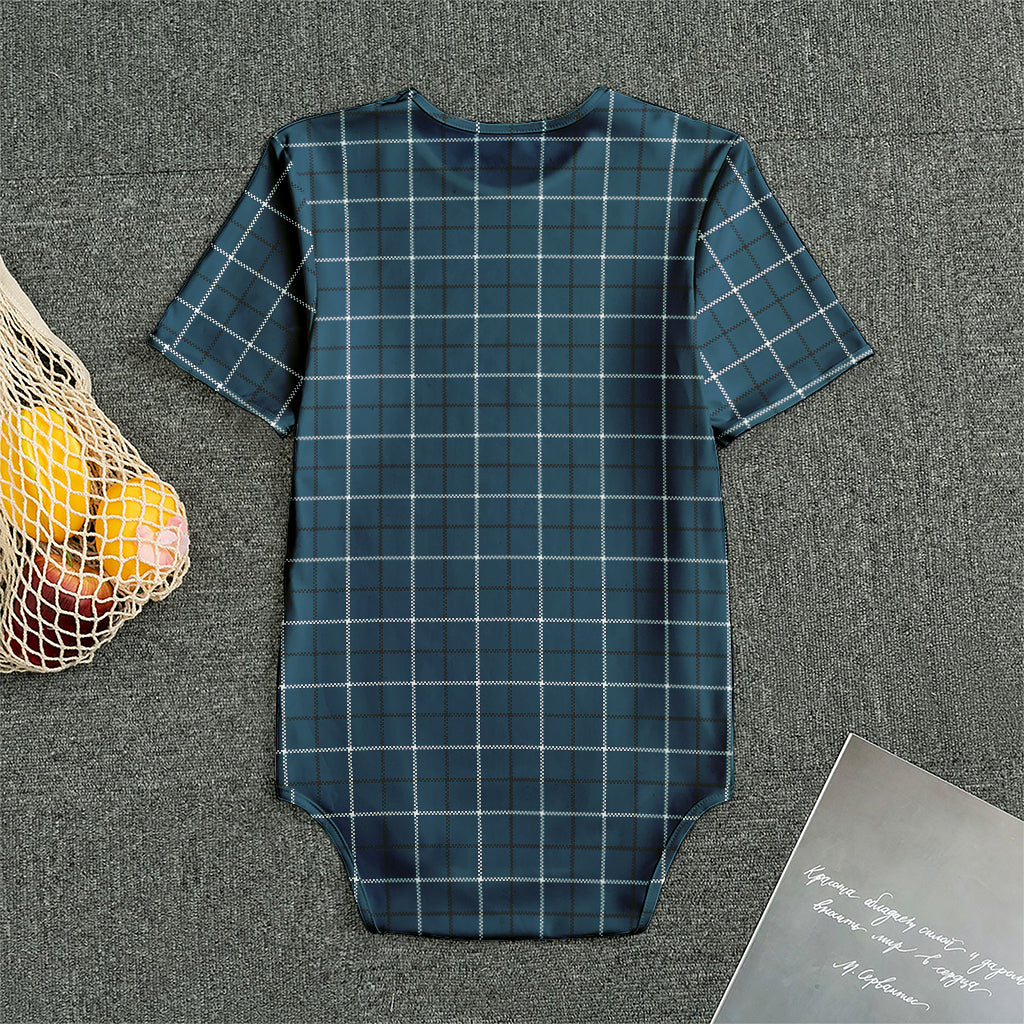Deep Blue Tattersall Pattern Print Men's Bodysuit