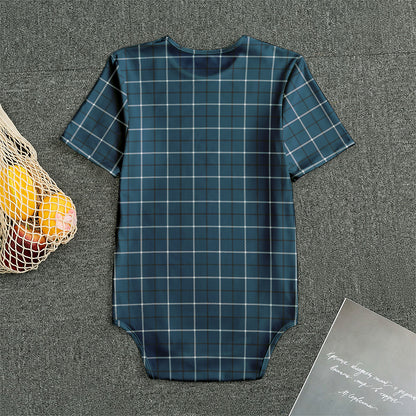 Deep Blue Tattersall Pattern Print Men's Bodysuit