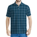 Deep Blue Tattersall Pattern Print Men's Polo Shirt