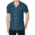 Deep Blue Tattersall Pattern Print Men's Shirt