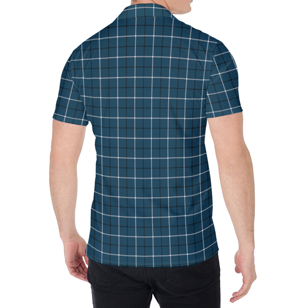 Deep Blue Tattersall Pattern Print Men's Shirt