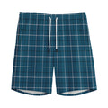 Deep Blue Tattersall Pattern Print Men's Athletic Shorts