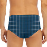 Deep Blue Tattersall Pattern Print Men's Triangle Swim Briefs