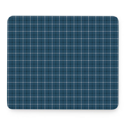Deep Blue Tattersall Pattern Print Mouse Pad