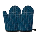 Deep Blue Tattersall Pattern Print Oven Mitts