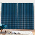Deep Blue Tattersall Pattern Print Pencil Pleat Curtains