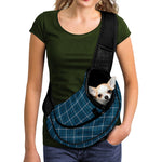 Deep Blue Tattersall Pattern Print Pet Sling Carrier