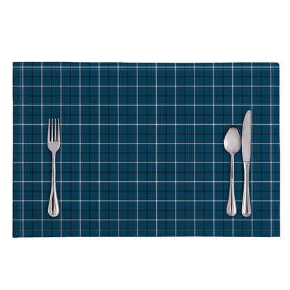 Deep Blue Tattersall Pattern Print Placemat