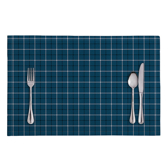 Deep Blue Tattersall Pattern Print Placemat