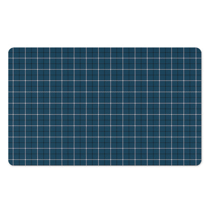 Deep Blue Tattersall Pattern Print Polyester Doormat