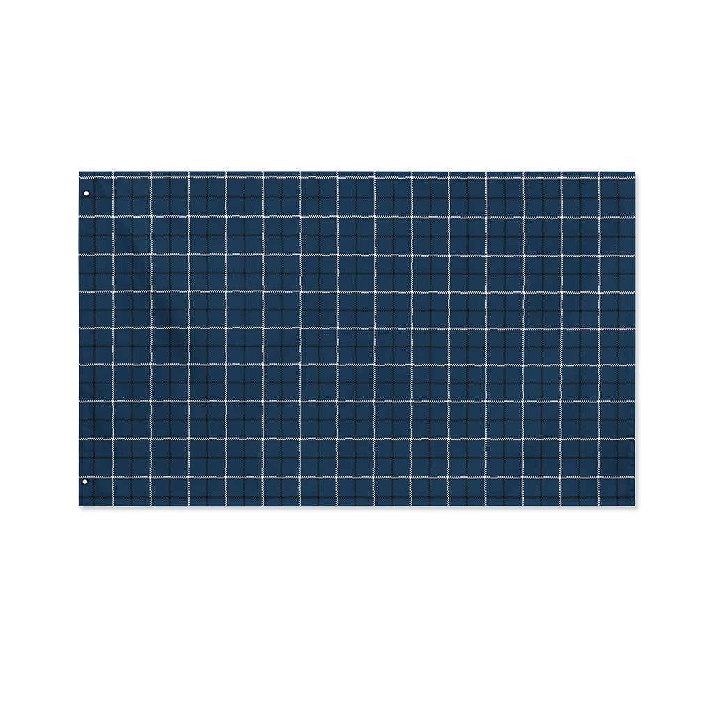 Deep Blue Tattersall Pattern Print Polyester Flag