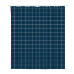 Deep Blue Tattersall Pattern Print Polyester Shower Curtain