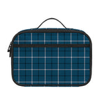 Deep Blue Tattersall Pattern Print Portable Lunch Bag