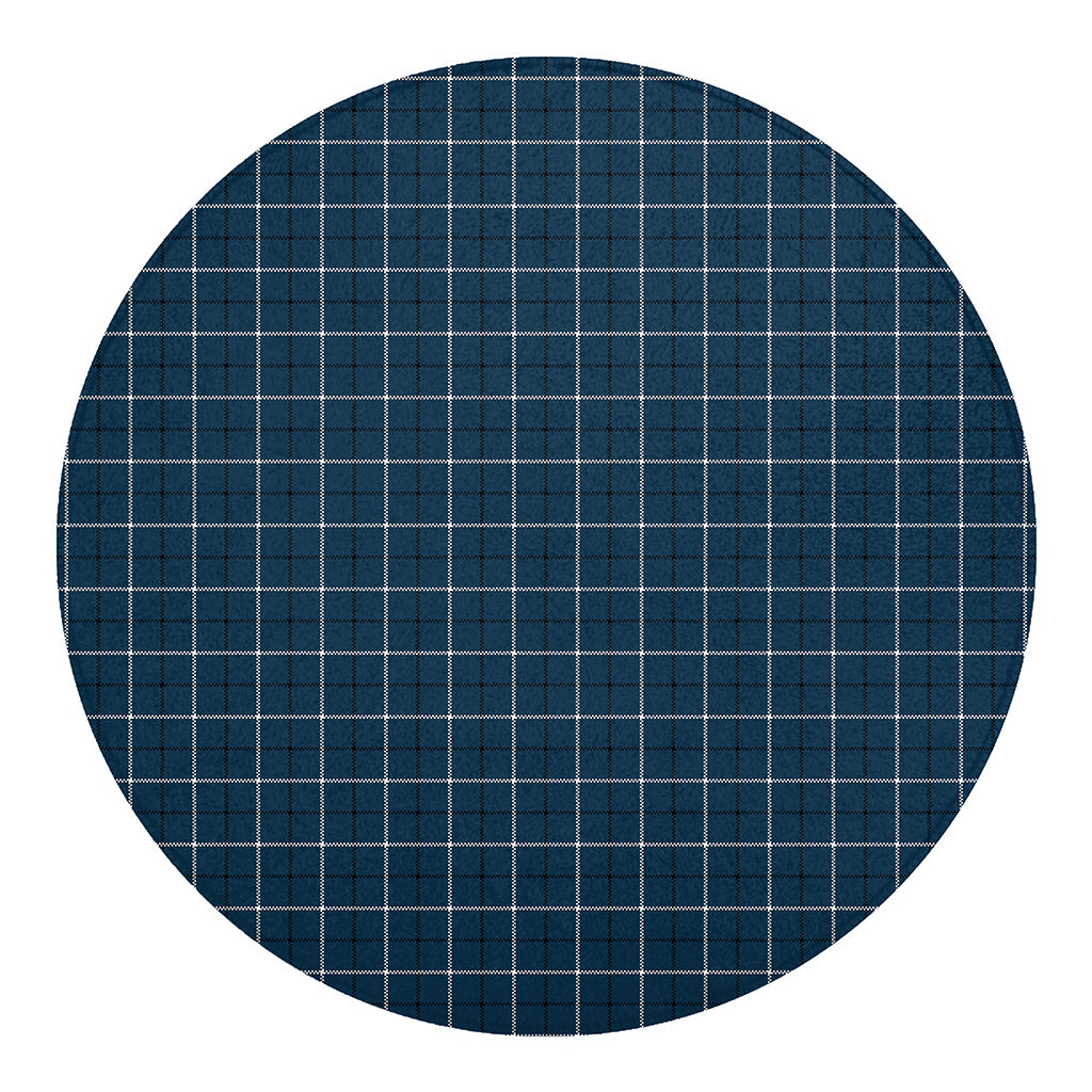 Deep Blue Tattersall Pattern Print Round Blanket