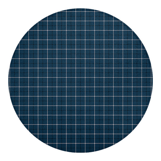 Deep Blue Tattersall Pattern Print Round Blanket