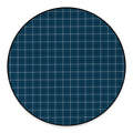 Deep Blue Tattersall Pattern Print Round Floor Mat