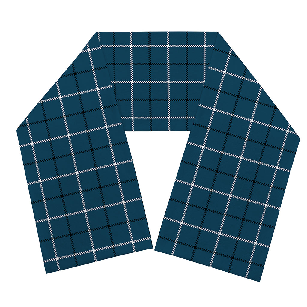 Deep Blue Tattersall Pattern Print Scarf