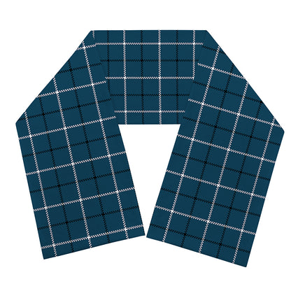 Deep Blue Tattersall Pattern Print Scarf