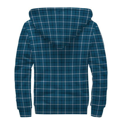 Deep Blue Tattersall Pattern Print Sherpa Lined Zip Up Hoodie