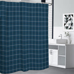 Deep Blue Tattersall Pattern Print Shower Curtain