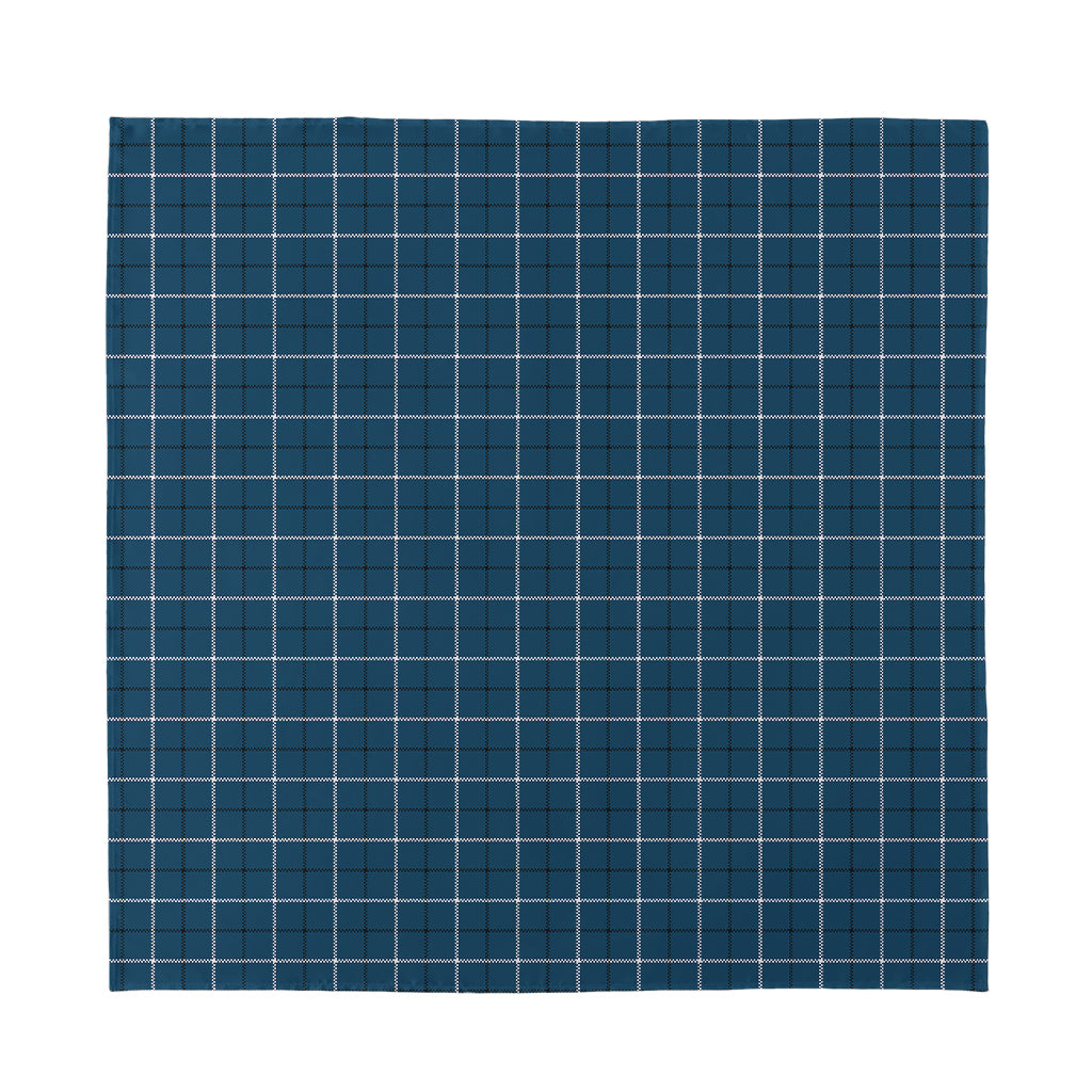 Deep Blue Tattersall Pattern Print Silk Bandana