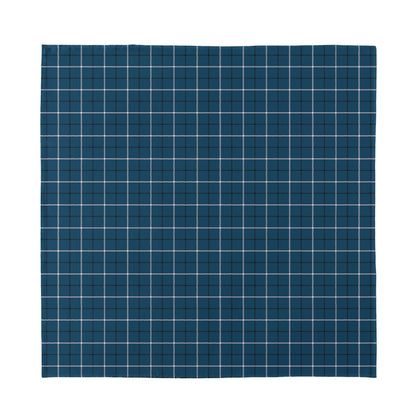 Deep Blue Tattersall Pattern Print Silk Bandana