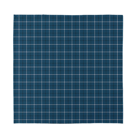 Deep Blue Tattersall Pattern Print Silk Bandana