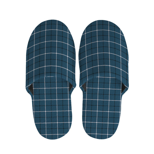 Deep Blue Tattersall Pattern Print Slippers