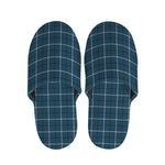 Deep Blue Tattersall Pattern Print Slippers