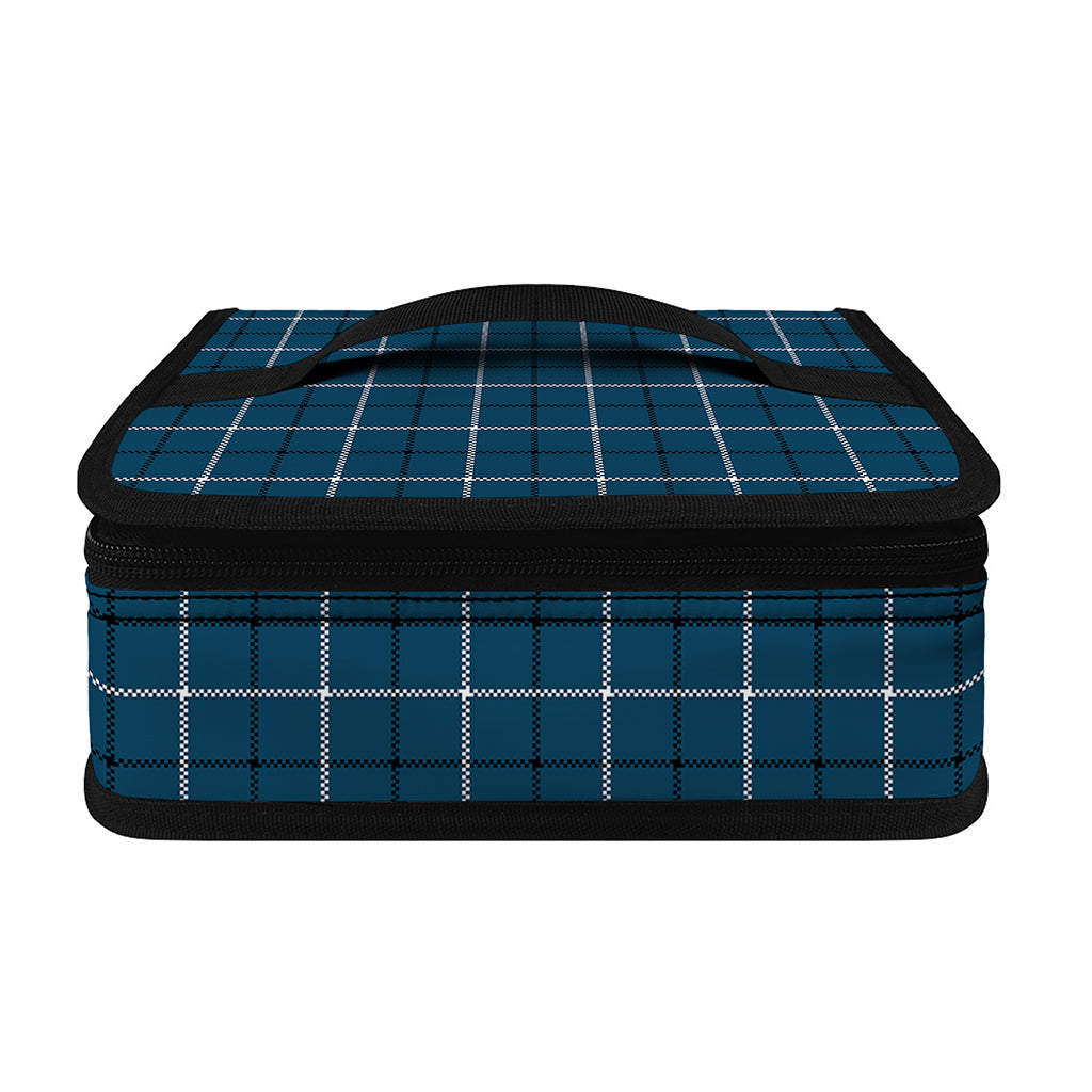 Deep Blue Tattersall Pattern Print Small Lunch Bag