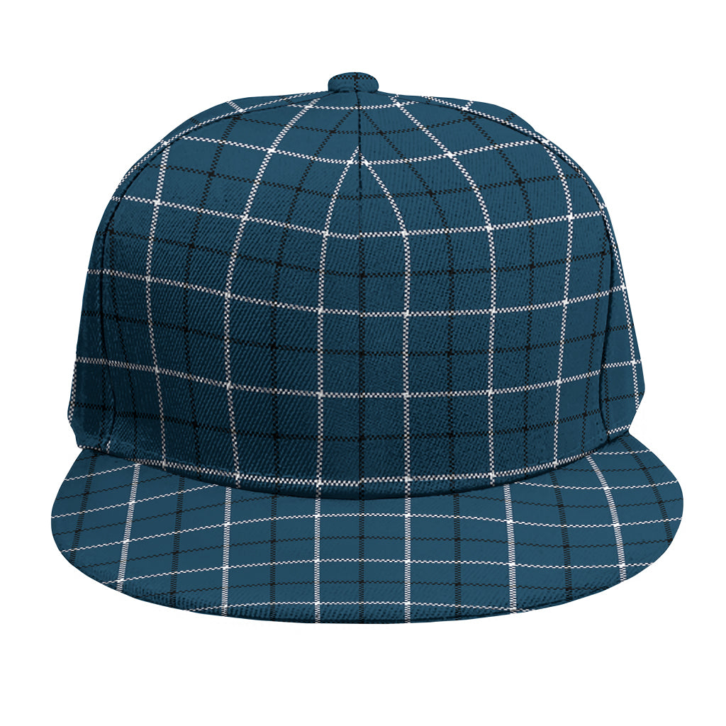 Deep Blue Tattersall Pattern Print Snapback Cap