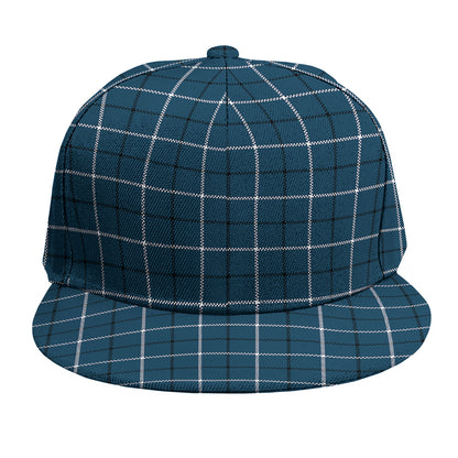 Deep Blue Tattersall Pattern Print Snapback Cap