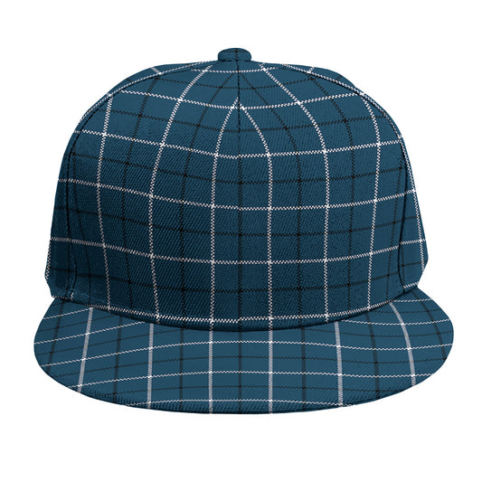 Deep Blue Tattersall Pattern Print Snapback Cap