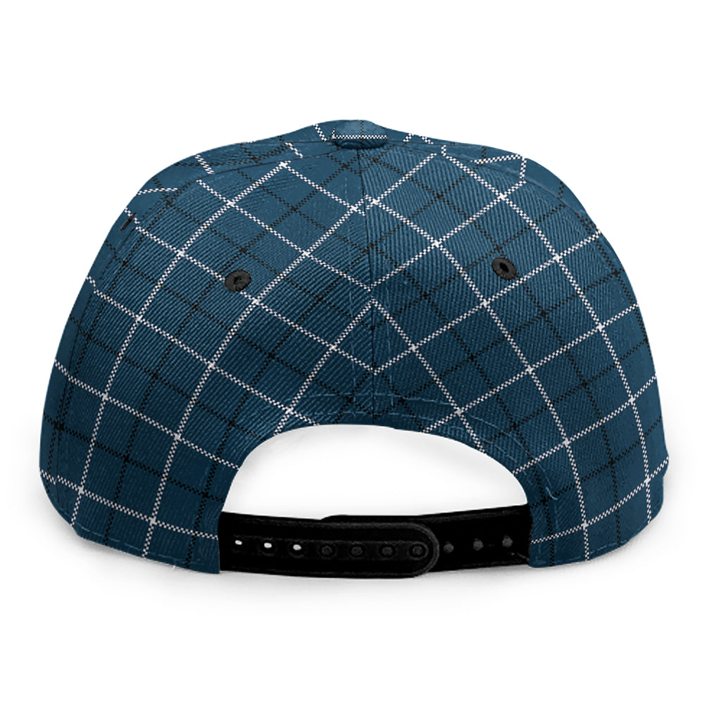 Deep Blue Tattersall Pattern Print Snapback Cap
