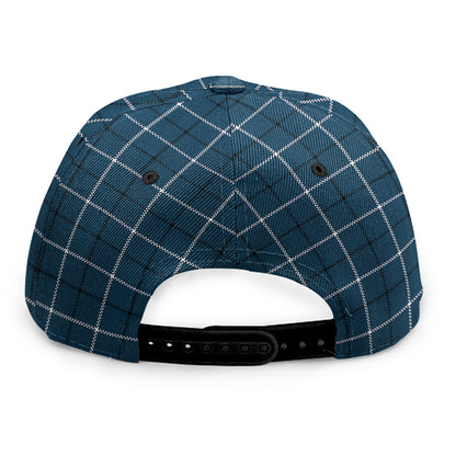 Deep Blue Tattersall Pattern Print Snapback Cap