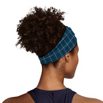 Deep Blue Tattersall Pattern Print Sports Headband