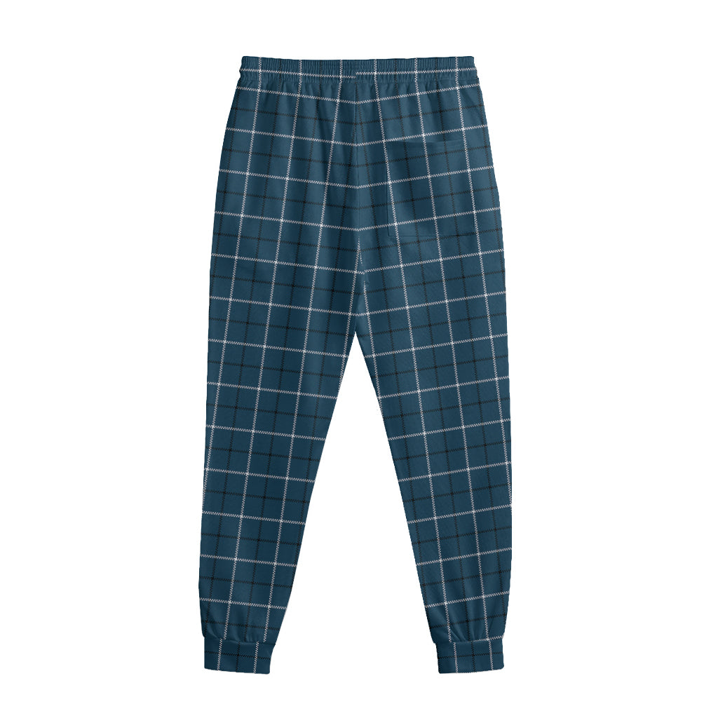 Deep Blue Tattersall Pattern Print Sweatpants