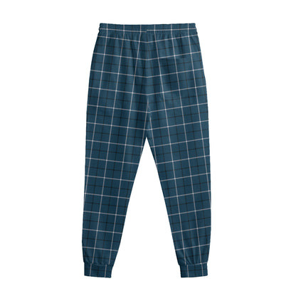 Deep Blue Tattersall Pattern Print Sweatpants